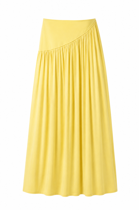 ÉLARA GATHERED MAXI SKIRT- צהוב