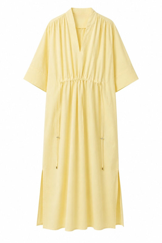 AURELIA CINCHED MIDI DRESS - צהוב