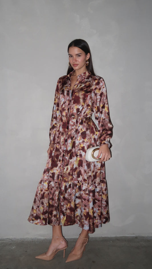 שמלת קלוש כפתורים טקסטורה אשלי | ורוד