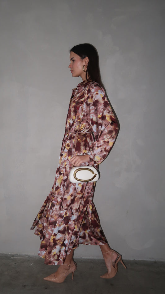 שמלת קלוש כפתורים טקסטורה אשלי | ורוד