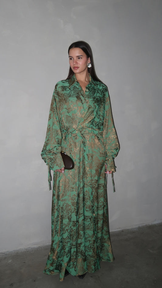 שמלת מקסי קלוש מלמלה מעטפת | חום (Copy)