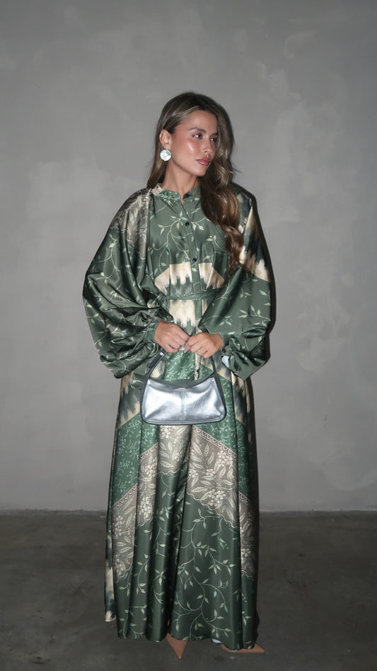 שמלת קלוש אוברסייז כפתורים איזבל | ירוק