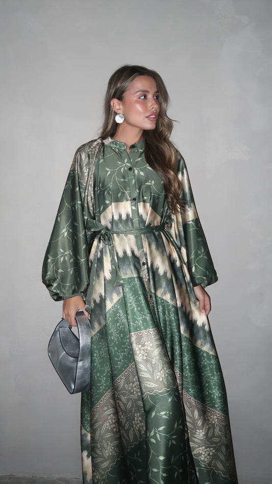 שמלת קלוש אוברסייז כפתורים איזבל | ירוק