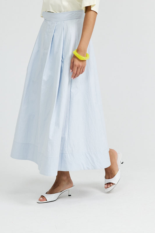 Classic Cotton A-Line Midi Skirt – Baby Blue