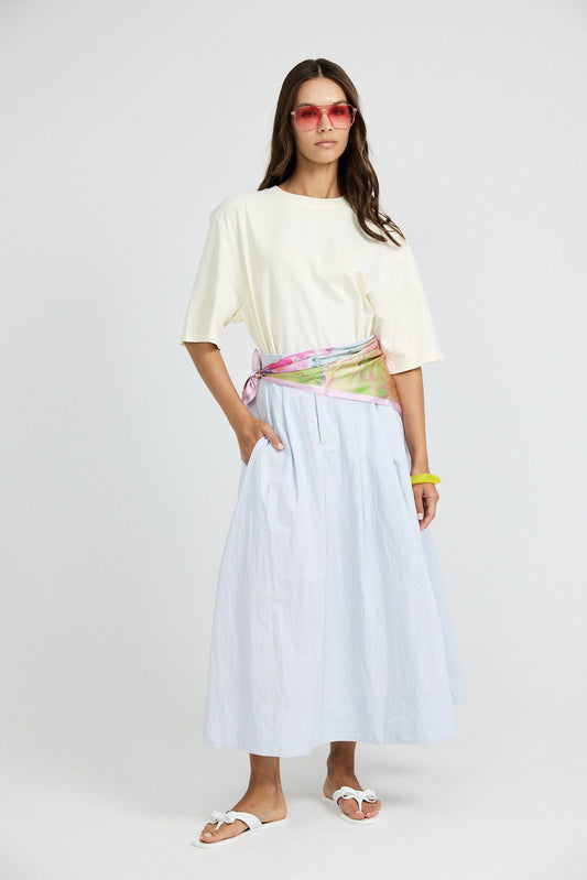 Classic Cotton A-Line Midi Skirt – Baby Blue