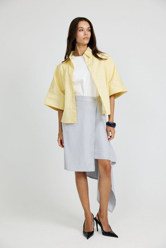 Monroe Oversized Batwing Stripe Shirt –Yellow