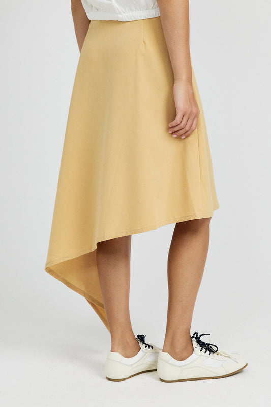 Asymmetric Wrap Skirt - Golden Beige