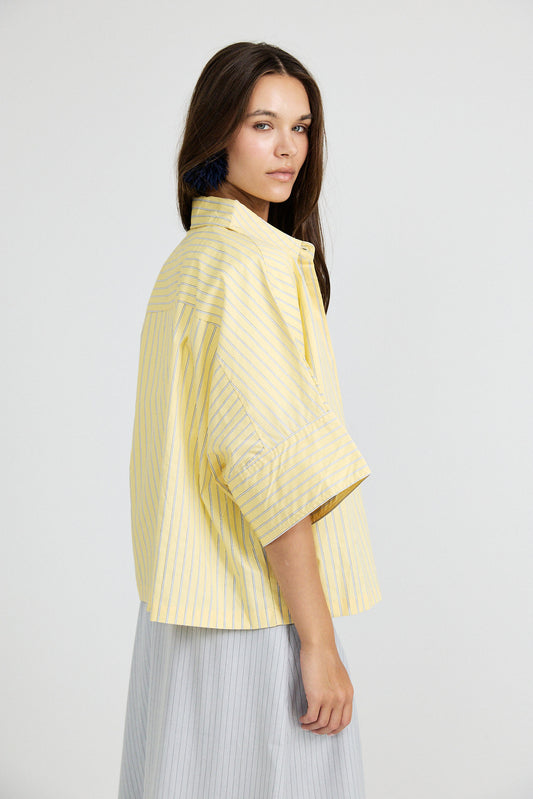 Monroe Oversized Batwing Stripe Shirt –Yellow
