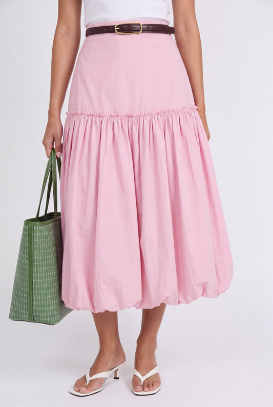 ÉLOISE BALLOON MIDI SKIRT - ורוד