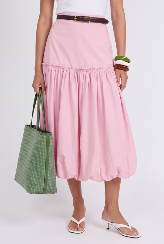 ÉLOISE BALLOON MIDI SKIRT - ורוד