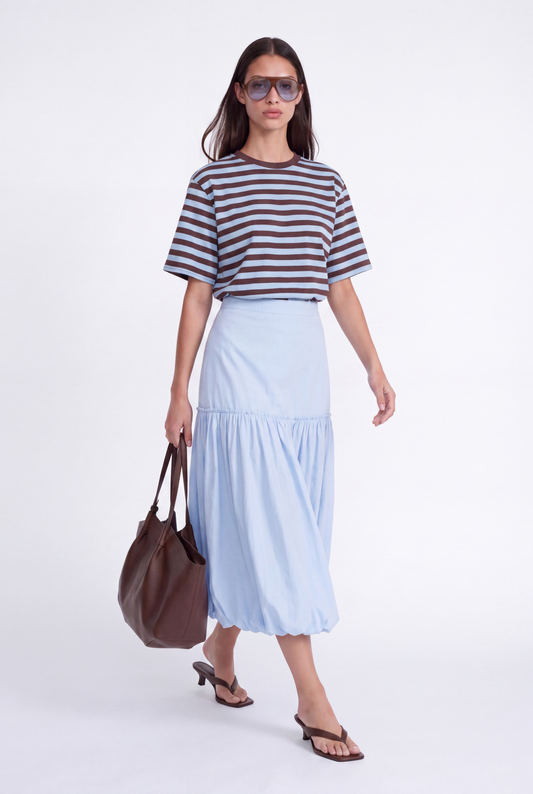 ÉLOISE BALLOON MIDI SKIRT - תכלת