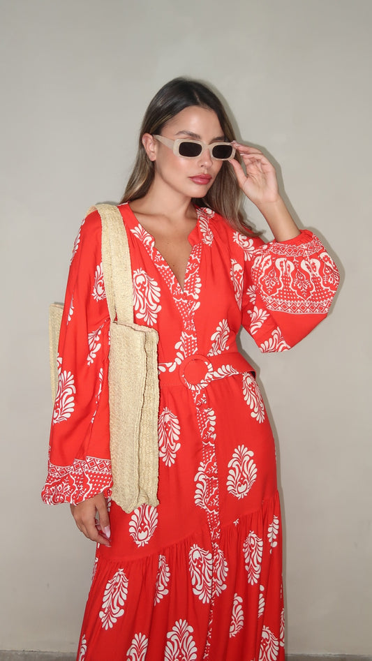 גלביה קומות חגורה ברוקלין | אדום/כתום