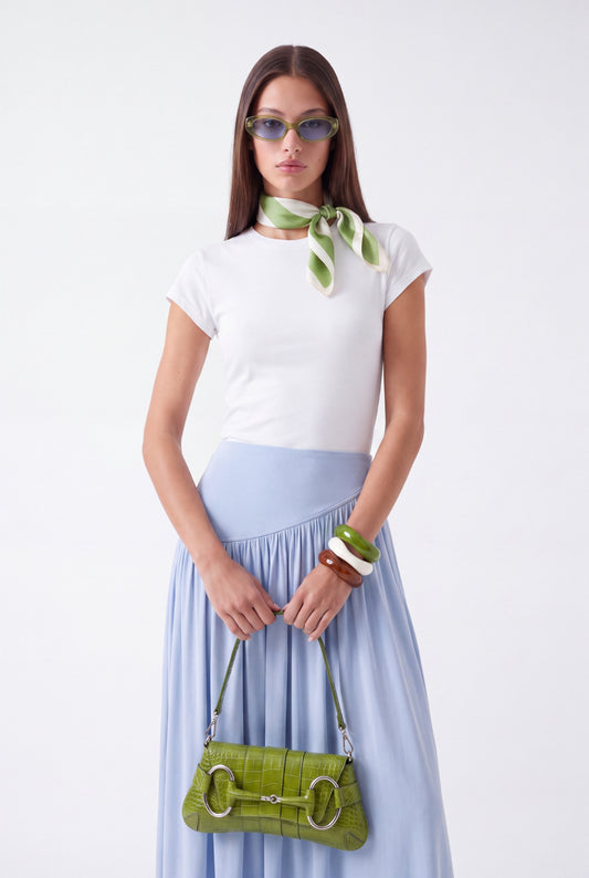 ÉLARA GATHERED MAXI SKIRT- תכלת