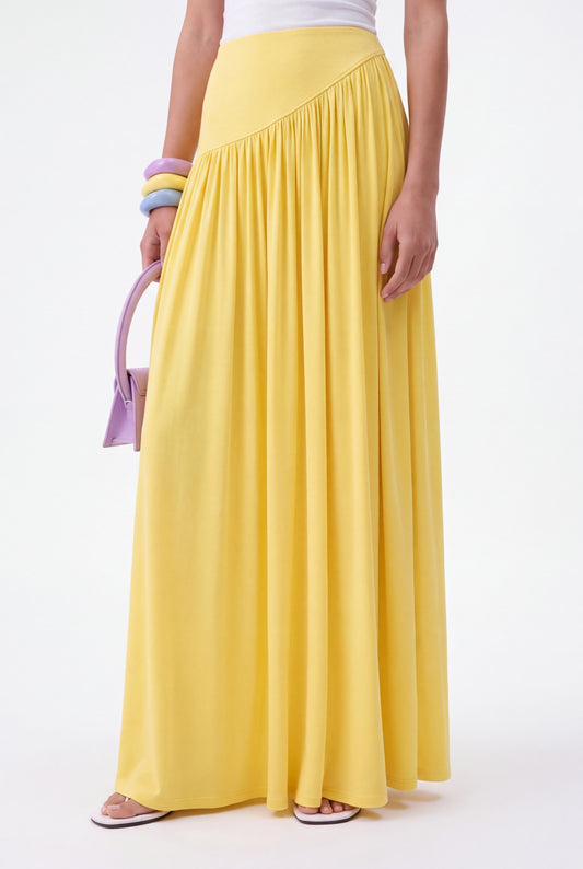 ÉLARA GATHERED MAXI SKIRT- צהוב
