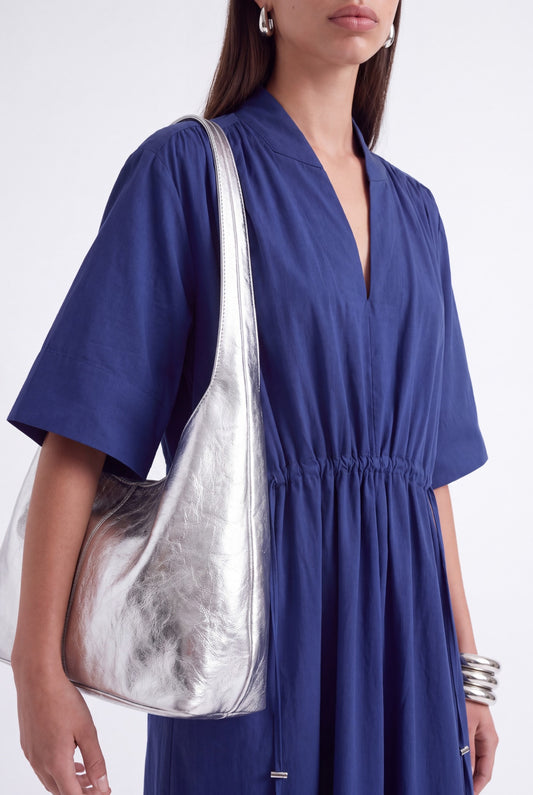 AURELIA CINCHED MIDI DRESS - כחול נייבי