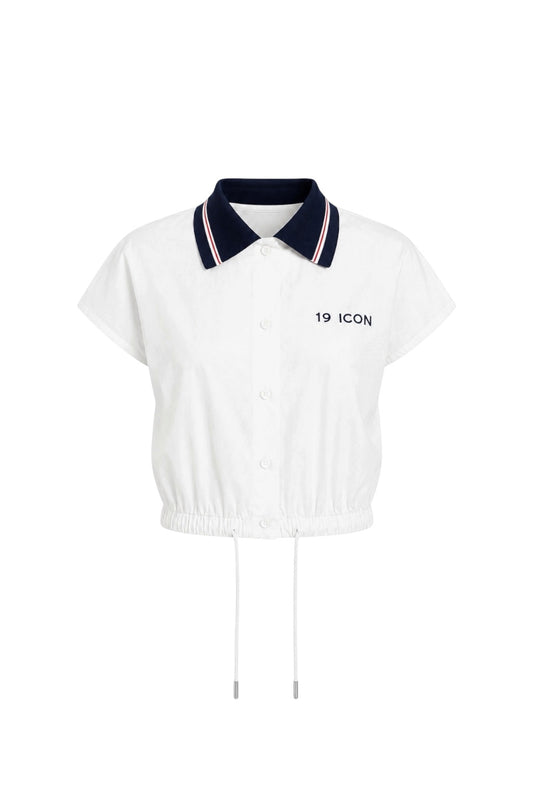 Sport Chic Cotton Crop Shirt – white|red