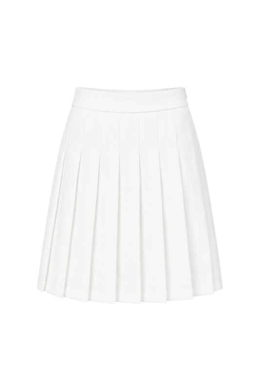 Pleated Cotton Tennis Skirt – White