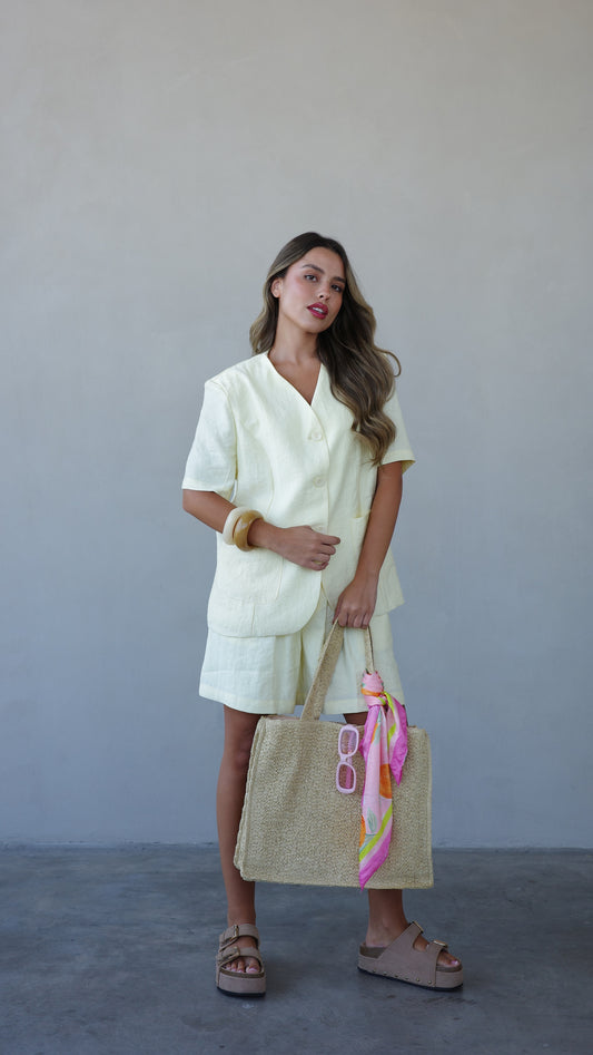 חליפת שורט מחויט | צהוב בננה