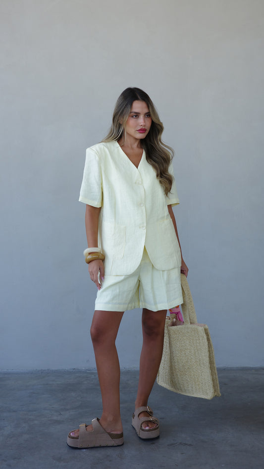 חליפת שורט מחויט | צהוב בננה