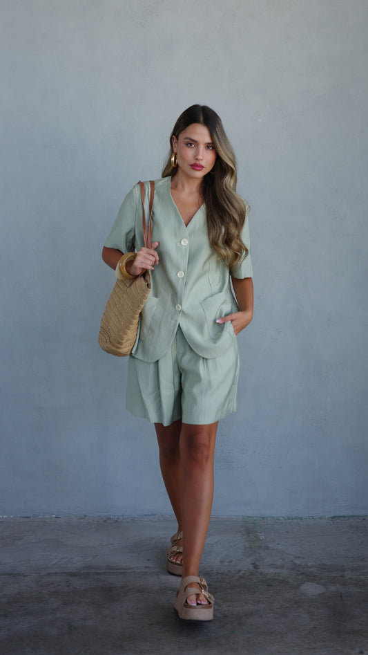 חליפת שורט מחויט | ירוק מנטה