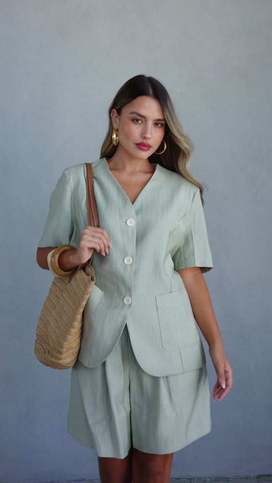 חליפת שורט מחויט | ירוק מנטה