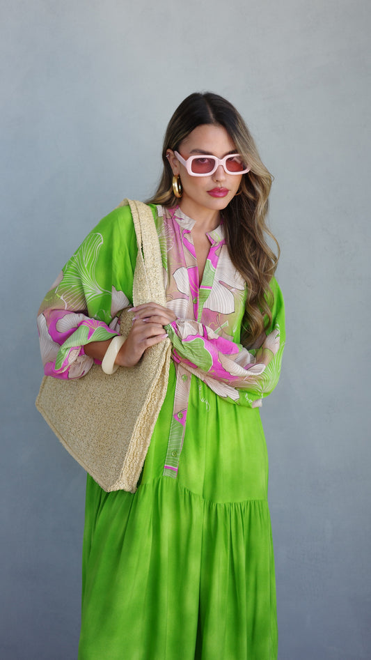 גלביה קומות כפתורים הוואי | ירוק