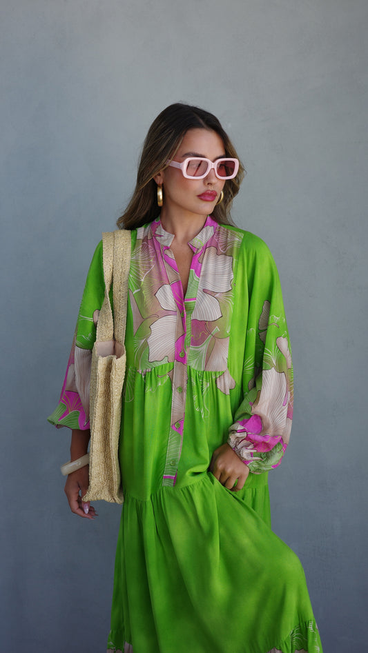 גלביה קומות כפתורים הוואי | ירוק