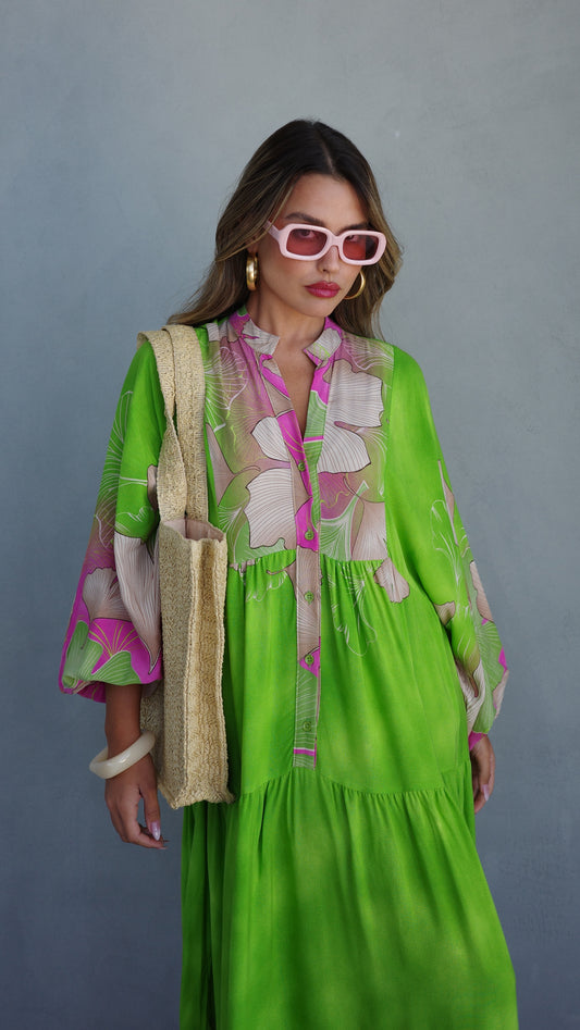 גלביה קומות כפתורים הוואי | ירוק