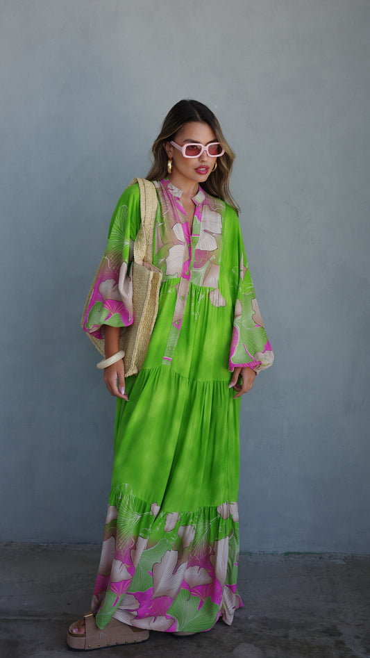 גלביה קומות כפתורים הוואי | ירוק