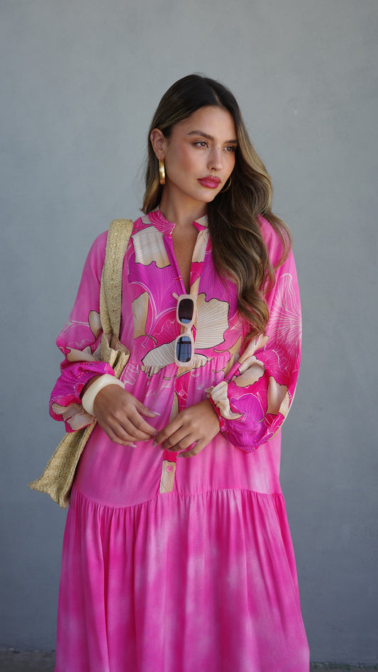 גלביה קומות כפתורים הוואי | ורוד