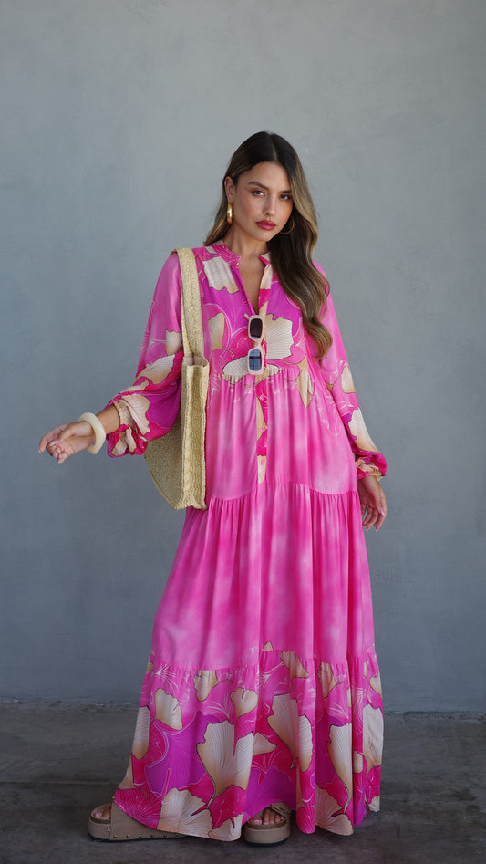 גלביה קומות כפתורים הוואי | ורוד