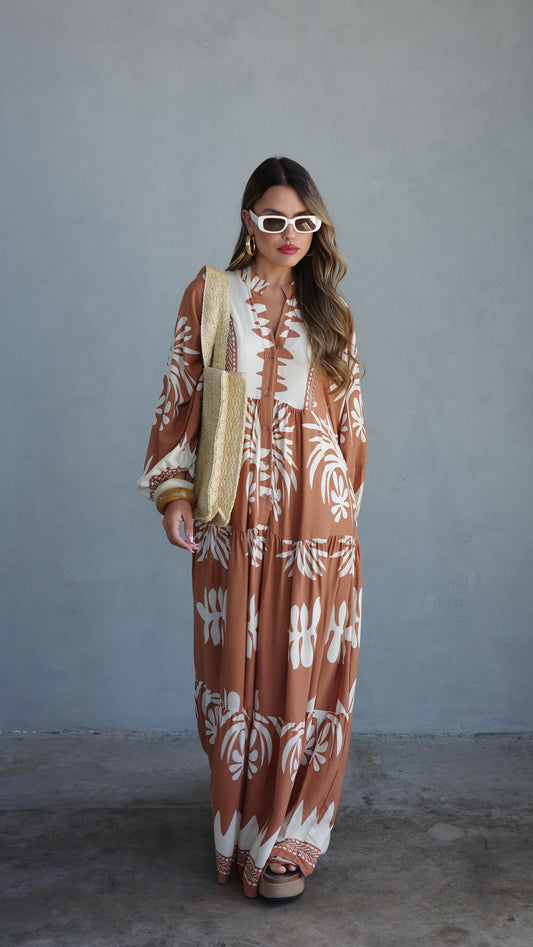 גלביה קומות כפתורים אריאנה | חום