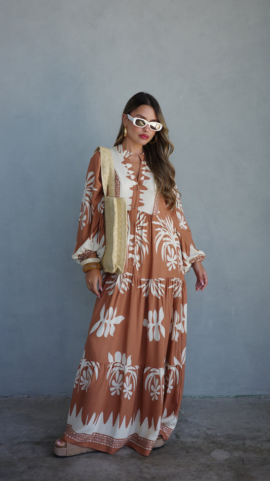 גלביה קומות כפתורים אריאנה | חום