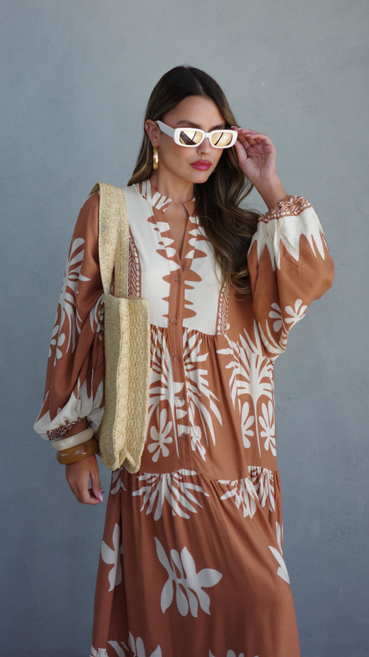 גלביה קומות כפתורים אריאנה | חום