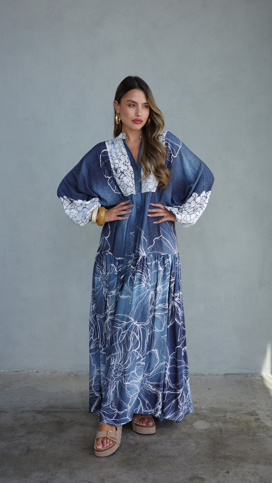 גלביה קומות כפתורים ביאנקה | כחול גינס