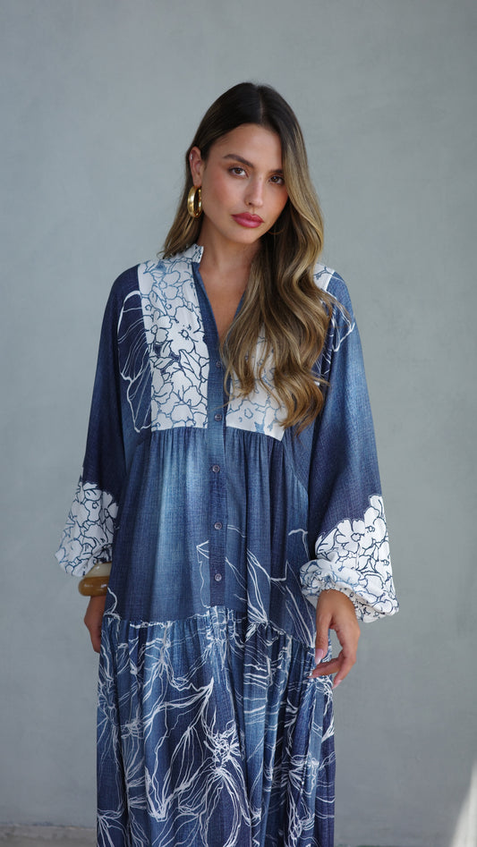 גלביה קומות כפתורים ביאנקה | כחול גינס