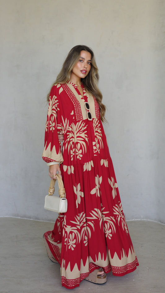 גלביה קומות כפתורים אריאנה | אדום