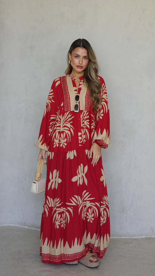 גלביה קומות כפתורים אריאנה | אדום