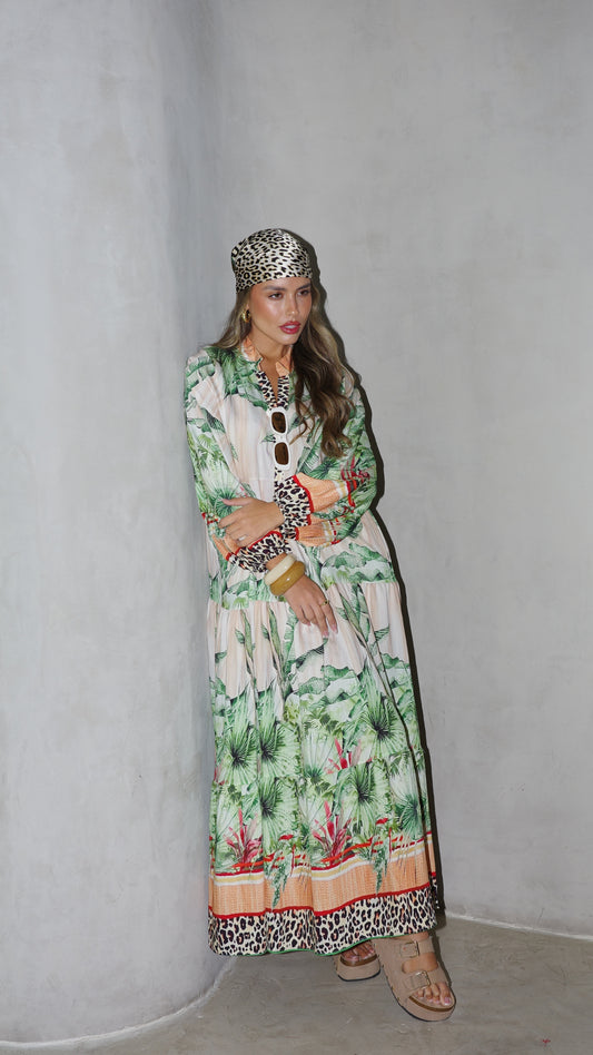 גלביה קומות כפתורים חגורה לינדזי | ירוק