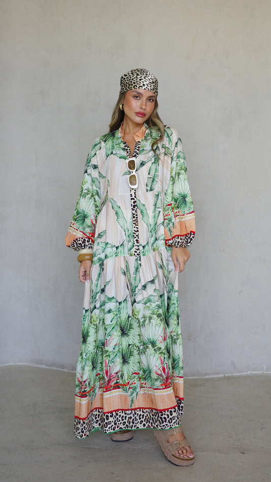 גלביה קומות כפתורים חגורה לינדזי | ירוק