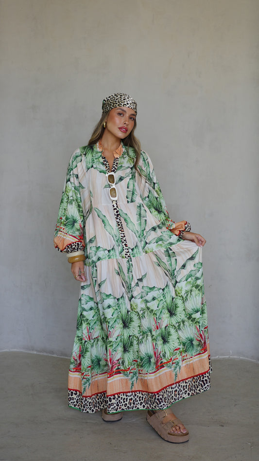 גלביה קומות כפתורים חגורה לינדזי | ירוק