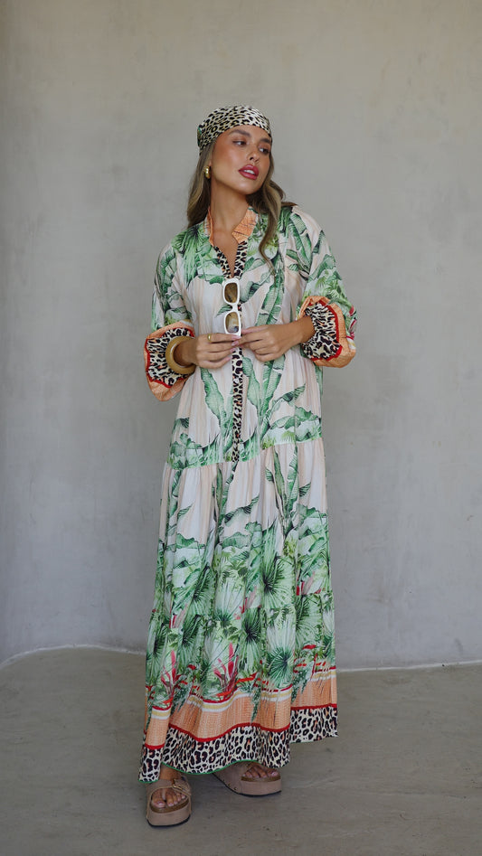 גלביה קומות כפתורים חגורה לינדזי | ירוק