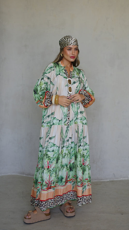 גלביה קומות כפתורים חגורה לינדזי | ירוק