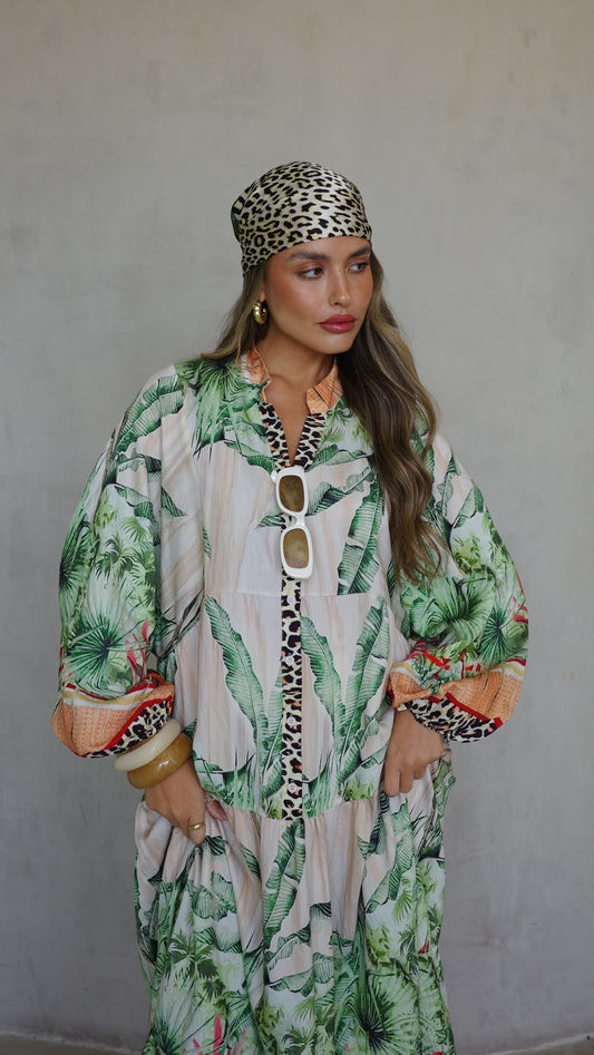 גלביה קומות כפתורים חגורה לינדזי | ירוק