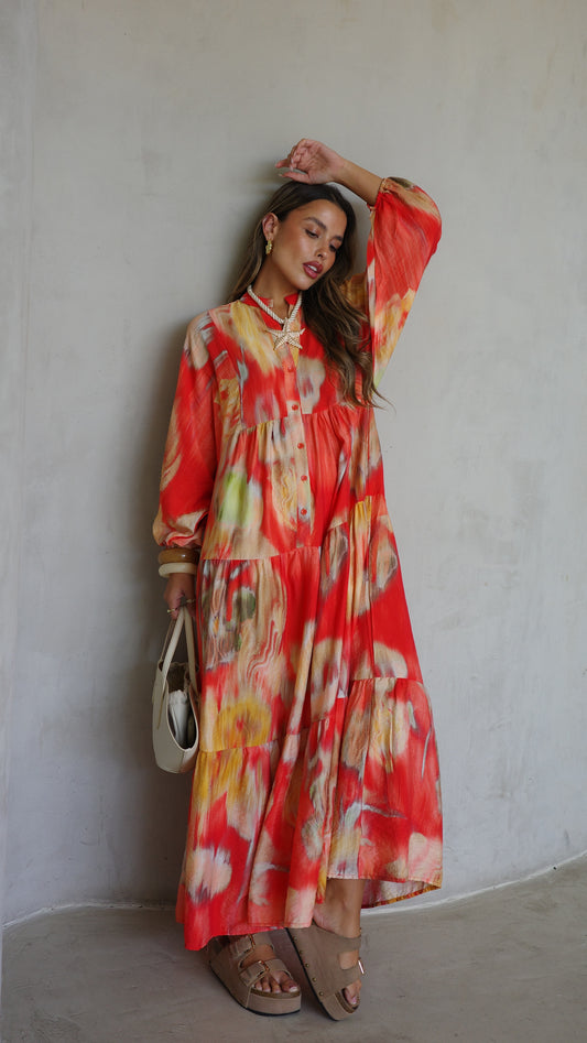 גלביה קומות כפתורים אליזבת | כתום/צהוב