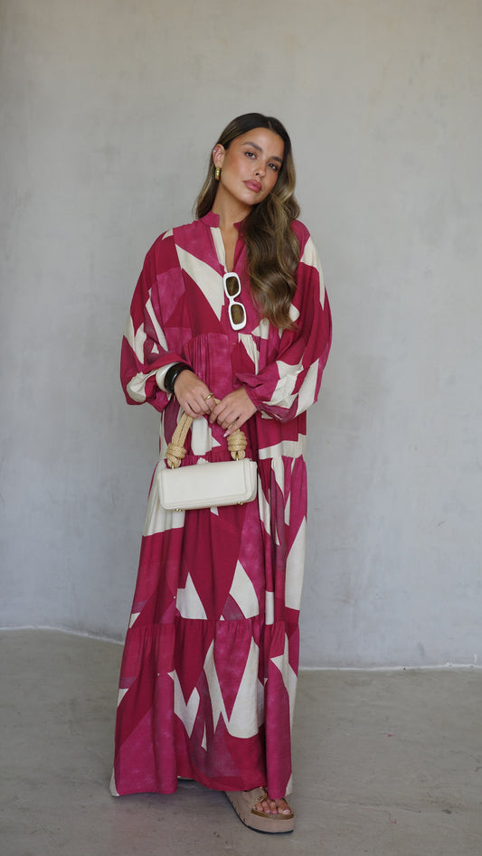 גלביה קומות כפתורים אמיליה | אדום/בז