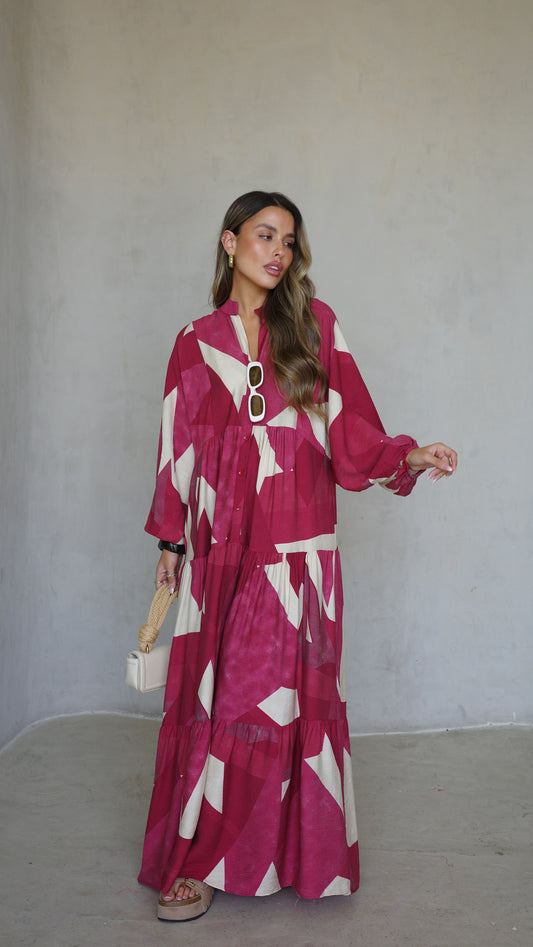 גלביה קומות כפתורים אמיליה | אדום/בז