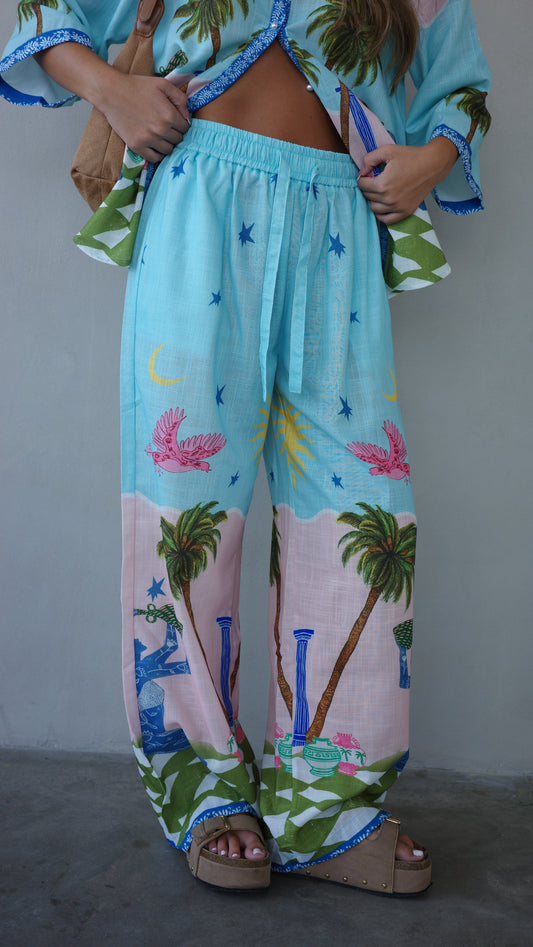 חליפת מכנס מליבו | תכלת/ורוד