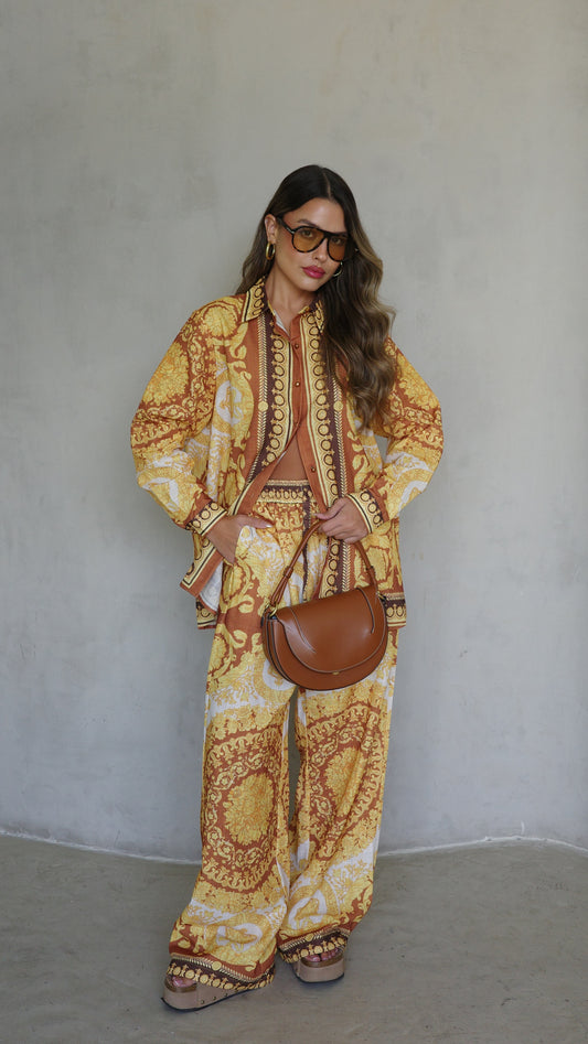 חליפת מכנס מלבורן | חמרה/צהוב