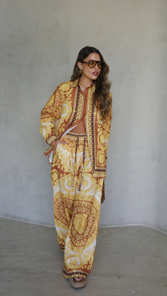 חליפת מכנס מלבורן | חמרה/צהוב